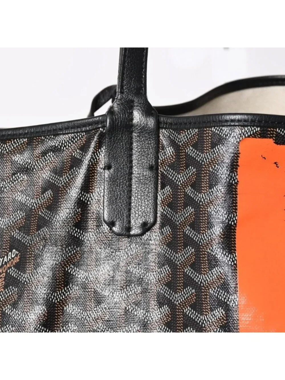 Goyard Super Rare Saint Louis XXL Tote Bag Leather Black Markage Herringbone